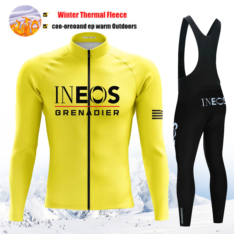 Yellow Cycling Gear - INEOS Team Winter Cycling Jersey Set